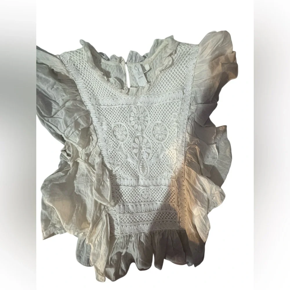 Joie White Embroidered Women's Top Large - Picture 3 of 4